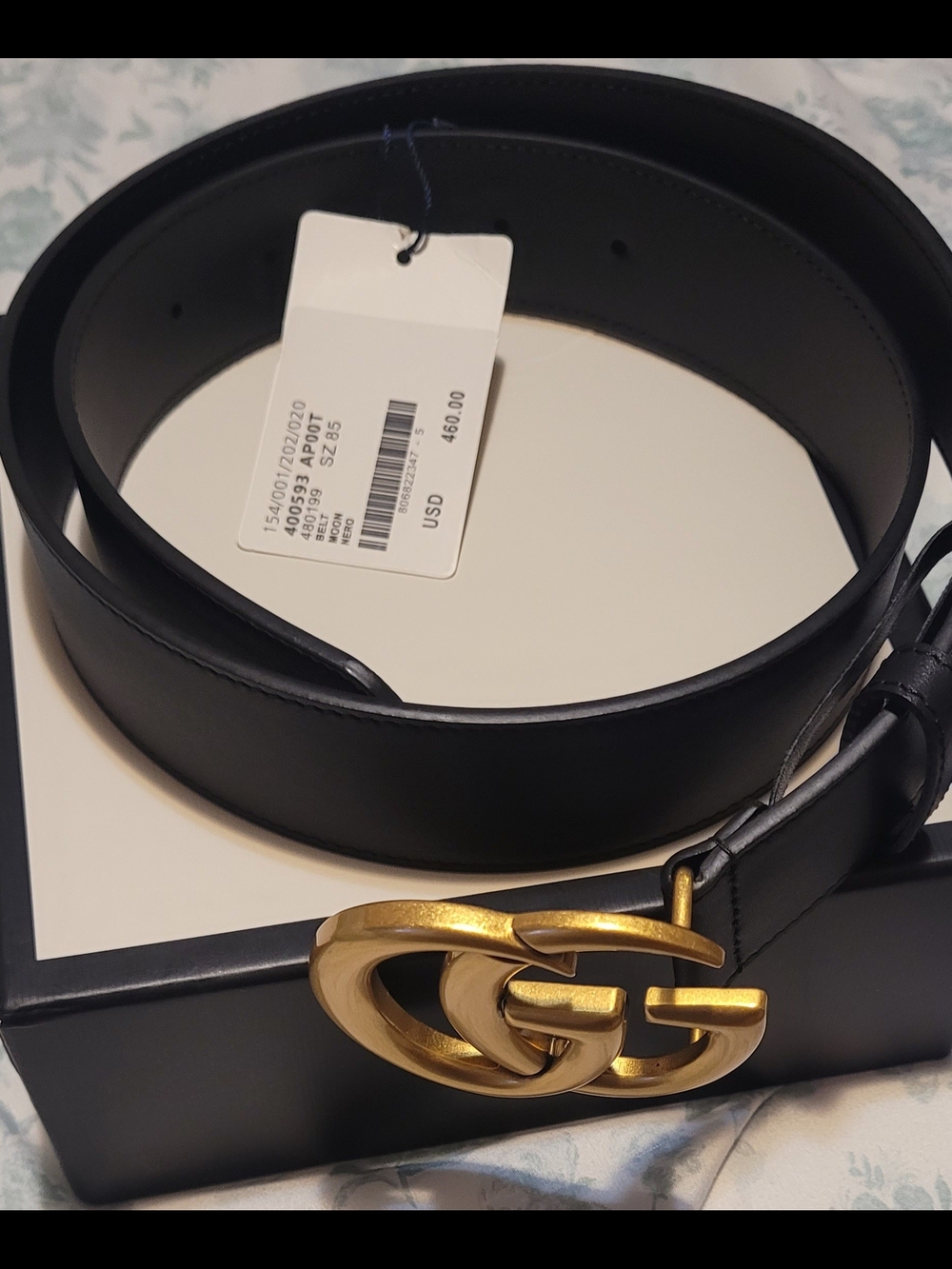 Gucci Black Leather Belt with Gold Double G Buckle - Picture 3 of 6